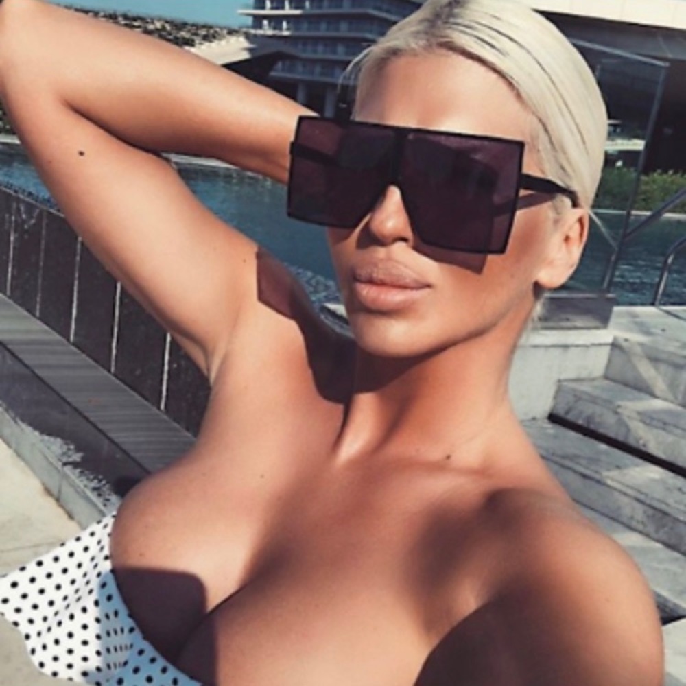 “PRICE. DROP” Oversized Black Glossy  Square Sunglasses